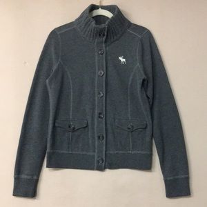 Abercrombie & Fitch Women’s Dark Gray Button down High Collar Sweater. Sz L
